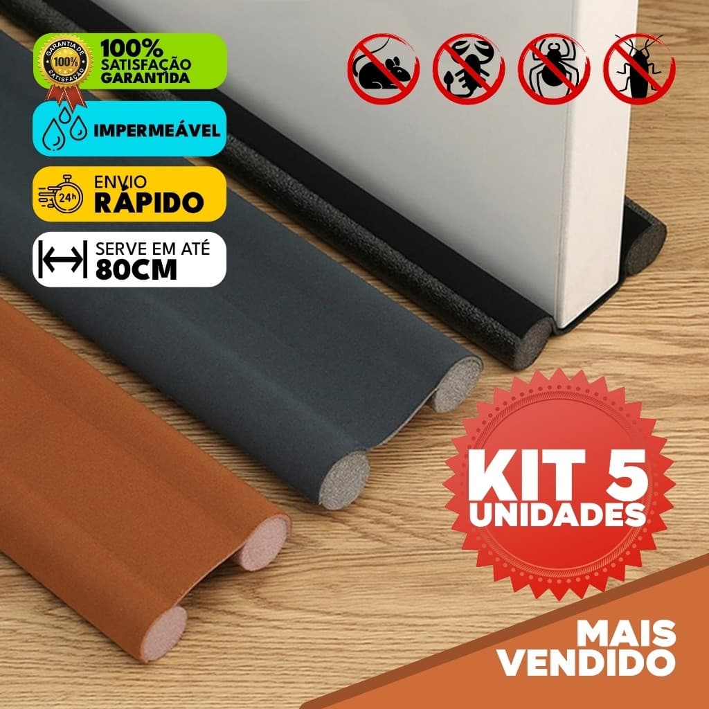 Kit 5 Veda Porta Protetor Proteção de Porta  Rolinho Duplo Ajustável 80cm