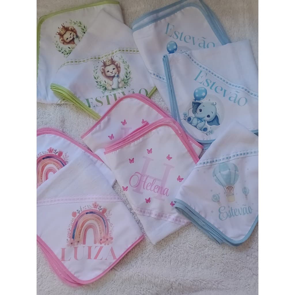 kit 2 Fraldas de ombro PERSONALIZADA com nome do bebê 50X70cm -100% algodão/ kit fralda de pano Babete, Toalinha Paninho