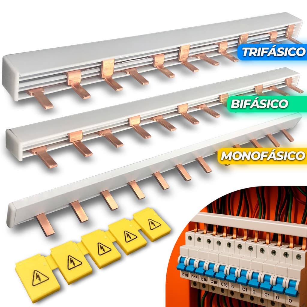 Barramento Pente Isolador Monofásico Bifásico Trifásico 63A/80A Conector Eletrico Disjuntor DR DPS