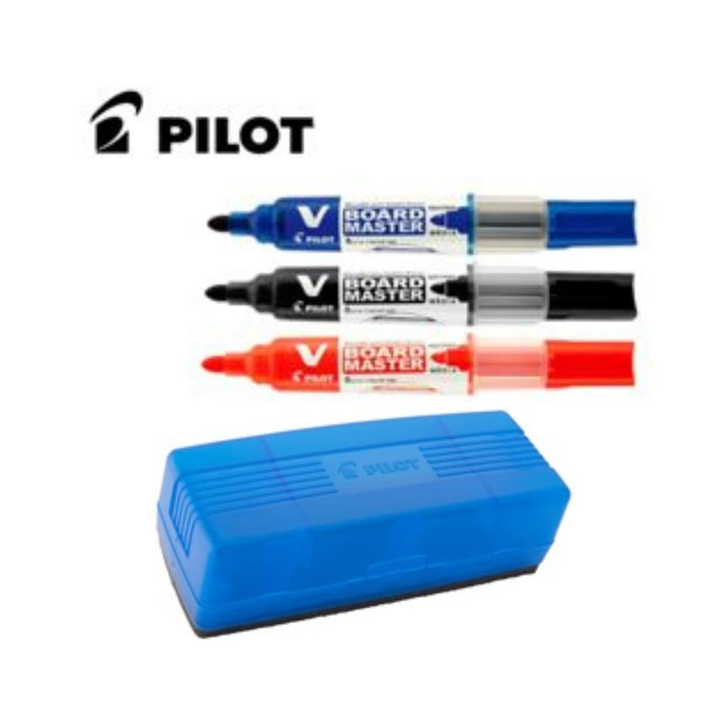 Kit com 3 Marcadores Para Quadro Branco + Apagador - PILOT/ PILOTO