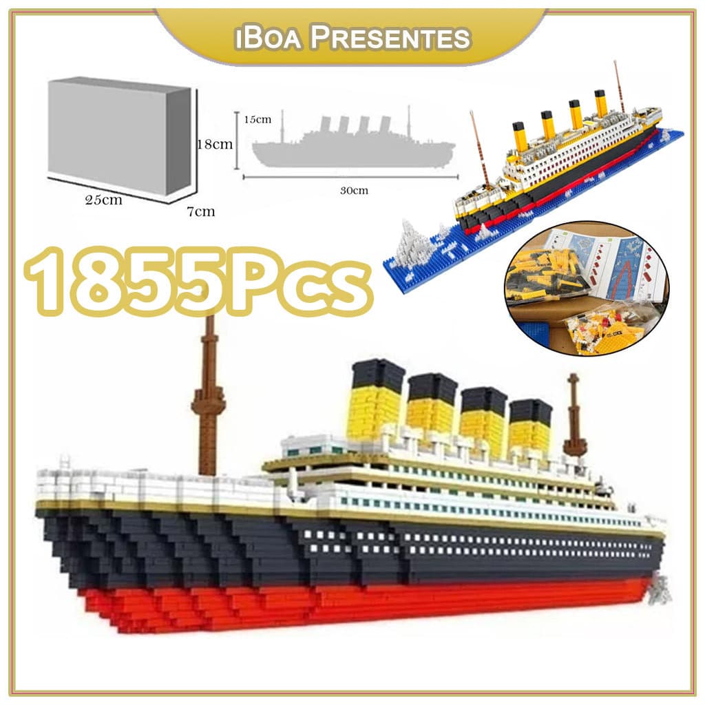 Kit 1855 Peças Conjunto De Blocos De Construção Titanic Novo