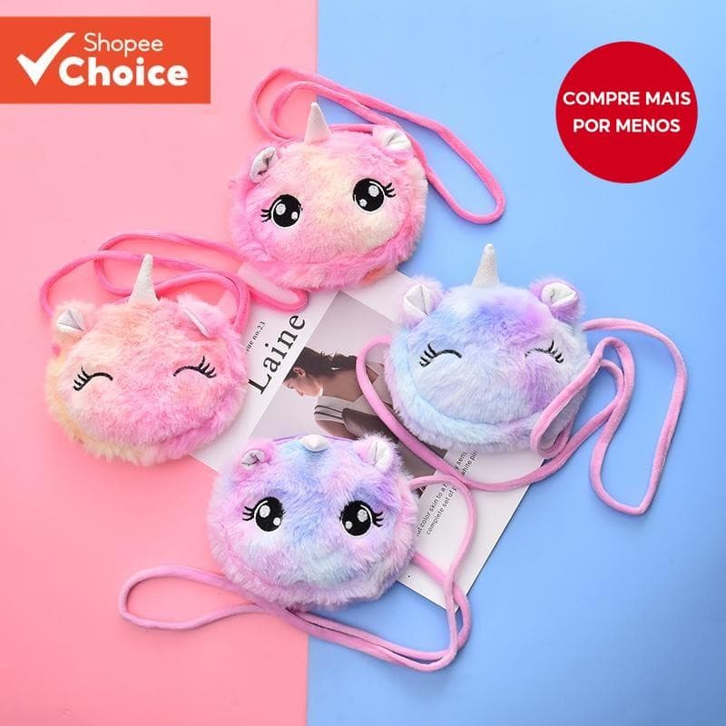 Adorável Unicórnio Crossbody Saco Para Meninas Rosa Bolsa De Pelúcia Crianças Carteira Leve Presente De Viagem