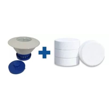 Kit Flutuador + Pastilha 200g Tratamento Para Piscina