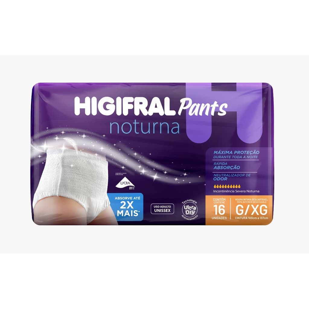 Fralda Adulto Pants Noturna com 16 Unidades- Higifral