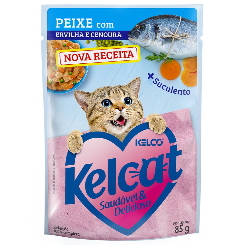 Kit 20 Sachês Kelcat ao Molho 85g – Alimento Úmido p/ Gatos - Nutritivo e Saboroso