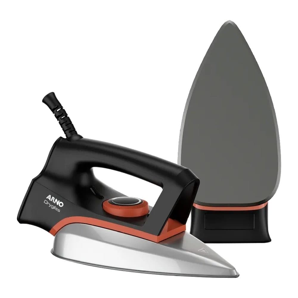 Ferro de Passar a Seco Arno FS31 Drygliss - Base Anti Aderente, 1200W, Preto/Inox