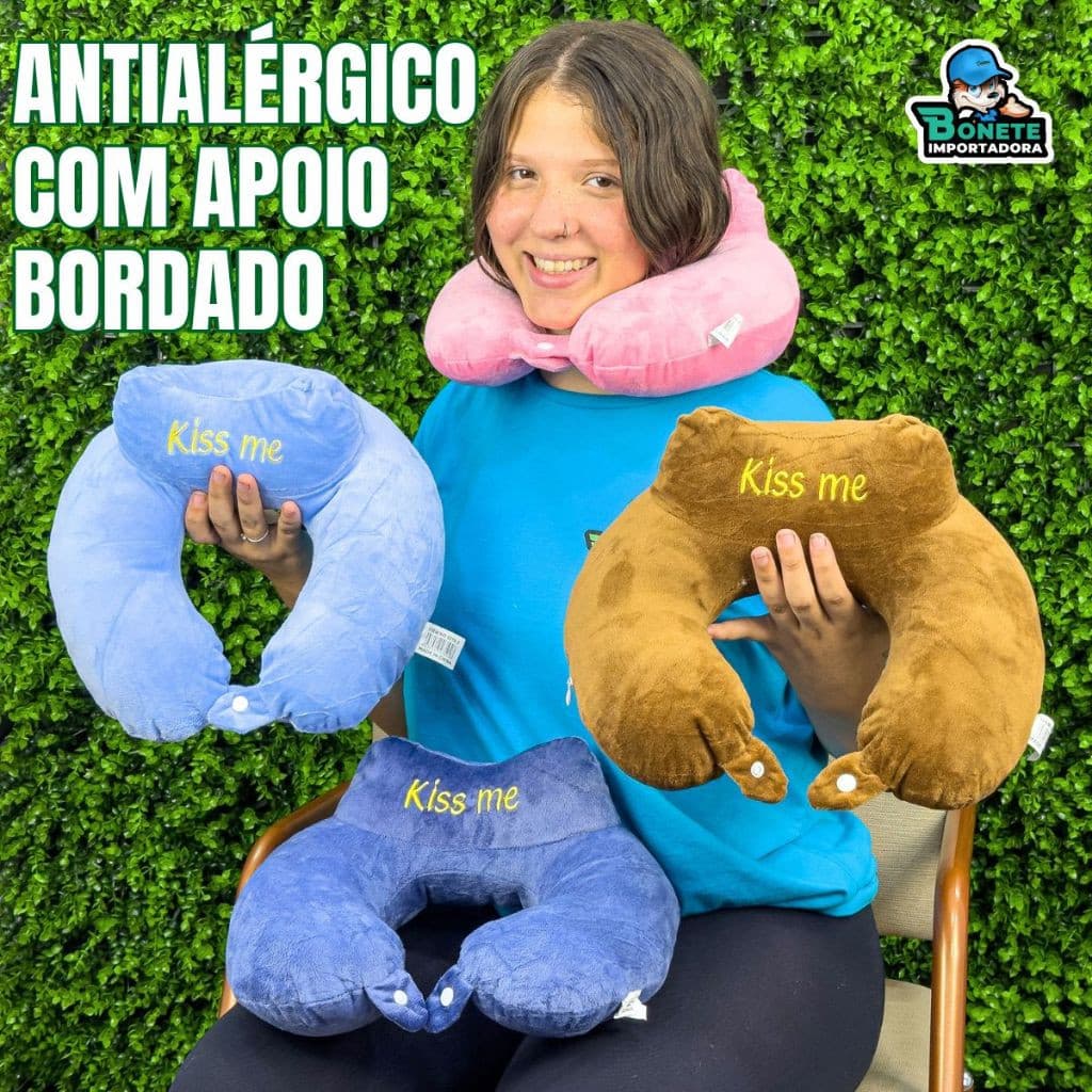 Almofada de Viagem Antialérgica com Zíper e Enchimento Lavável