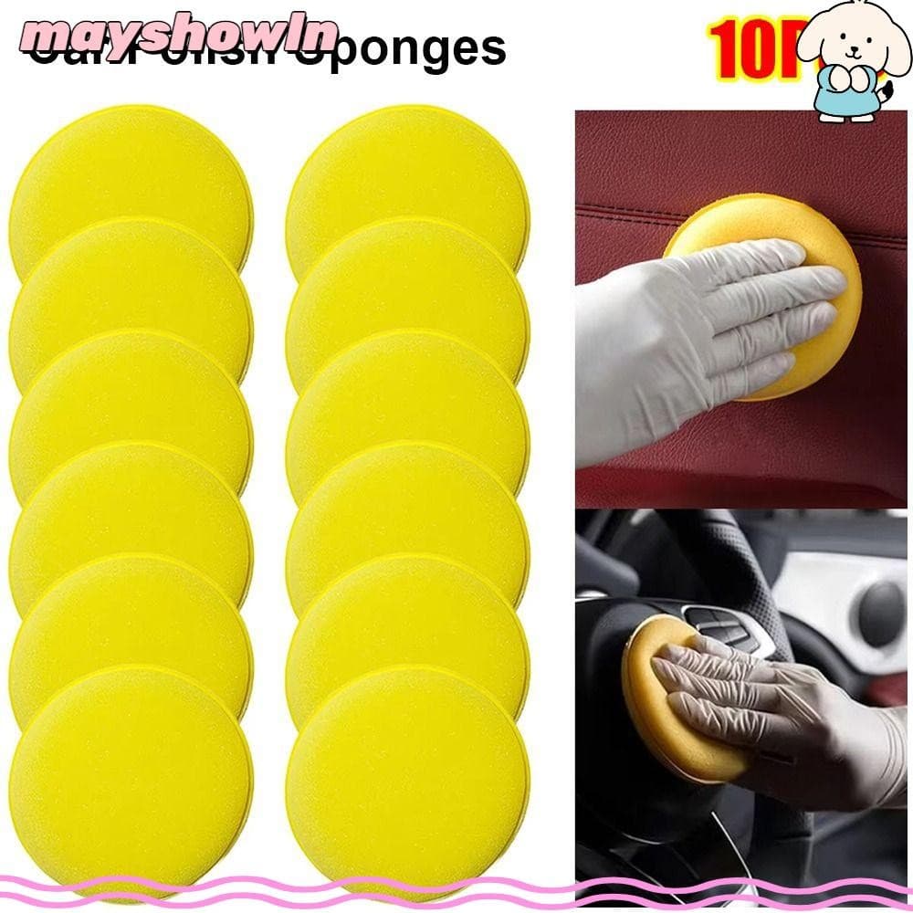 MAYSHOWLN 10 Unidades De Esponjas De Polimento , Almofadas Aplicadoras De Espuma Redondas De 10 Cm , Acessórios De Limpe