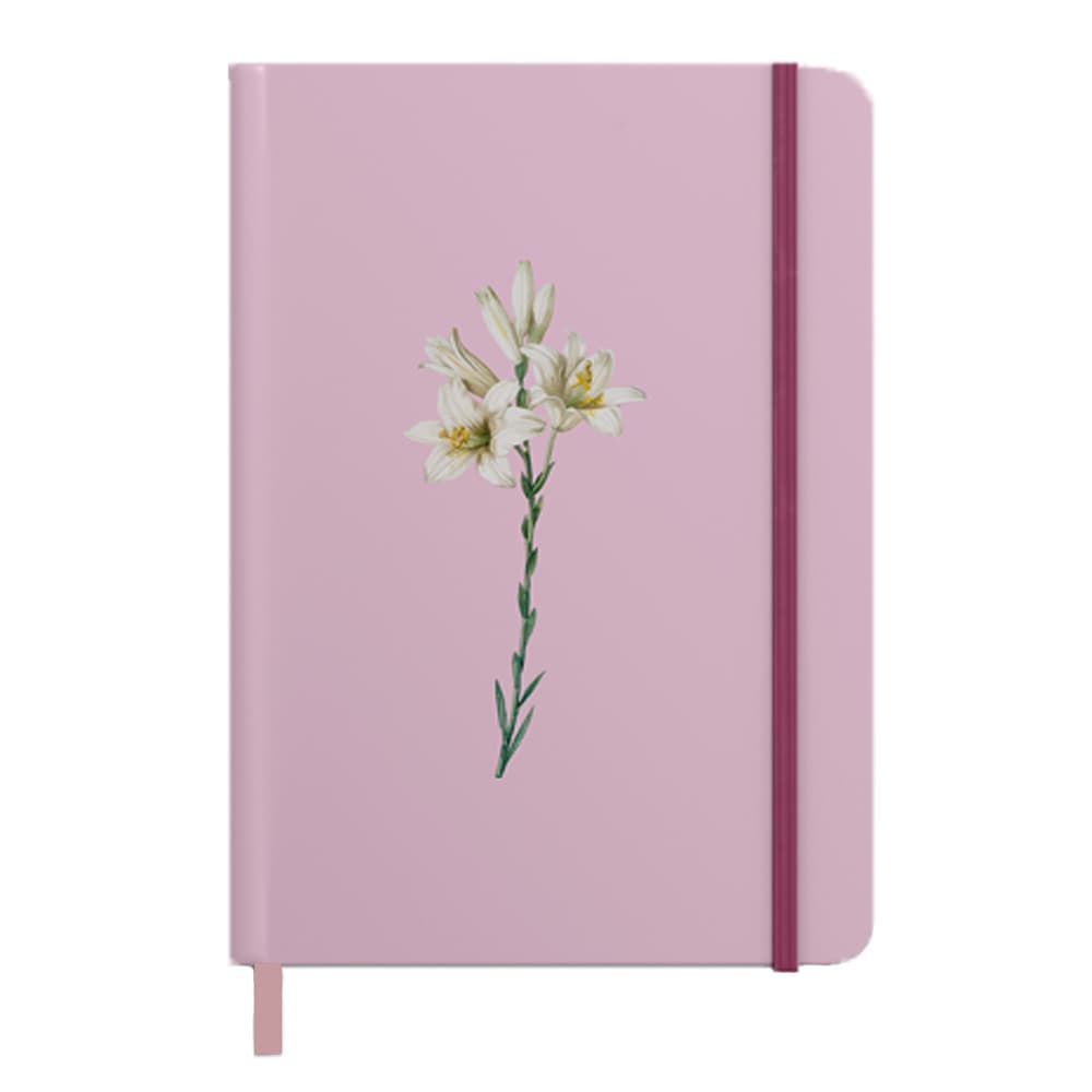 Caderno Moleskine | Com Pauta | Capa Lírios Rosa