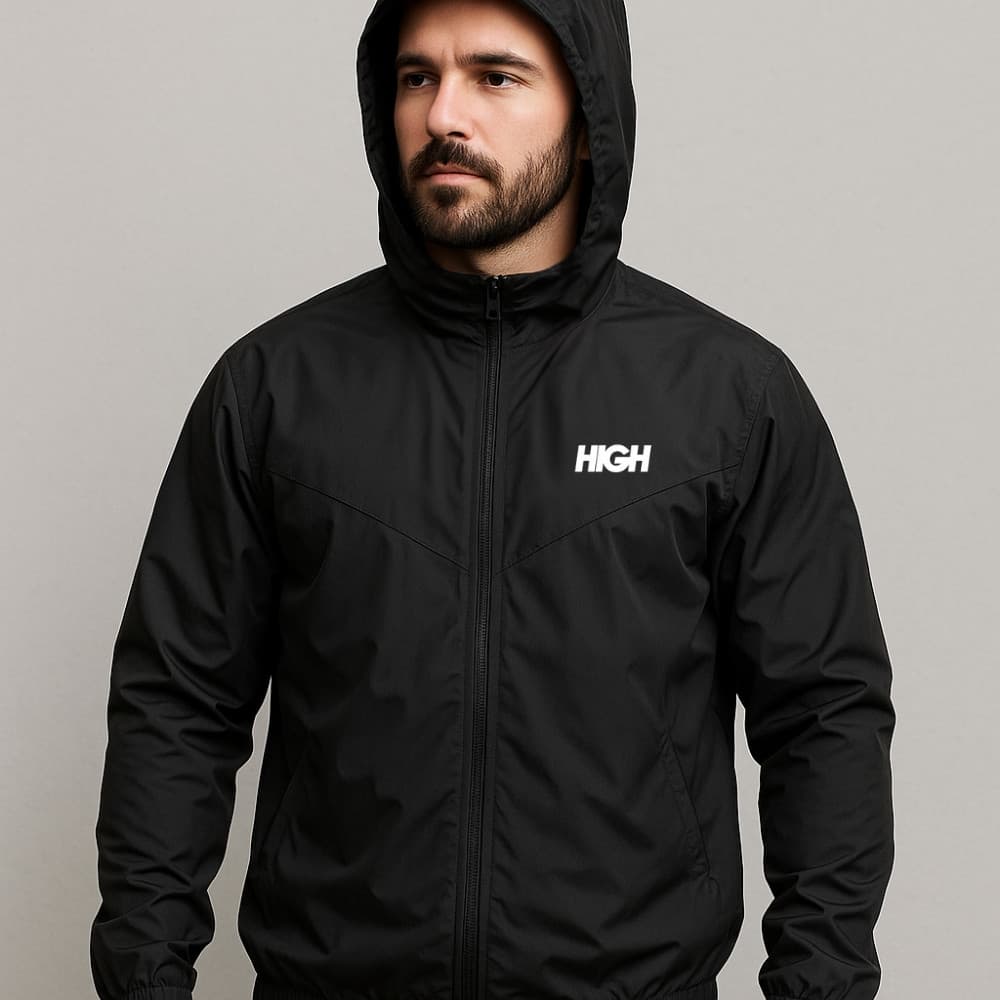 Jaqueta Masculina Corta Vento Modelo High Com Capuz Bolso Zíper Moda Street Estilo Premium