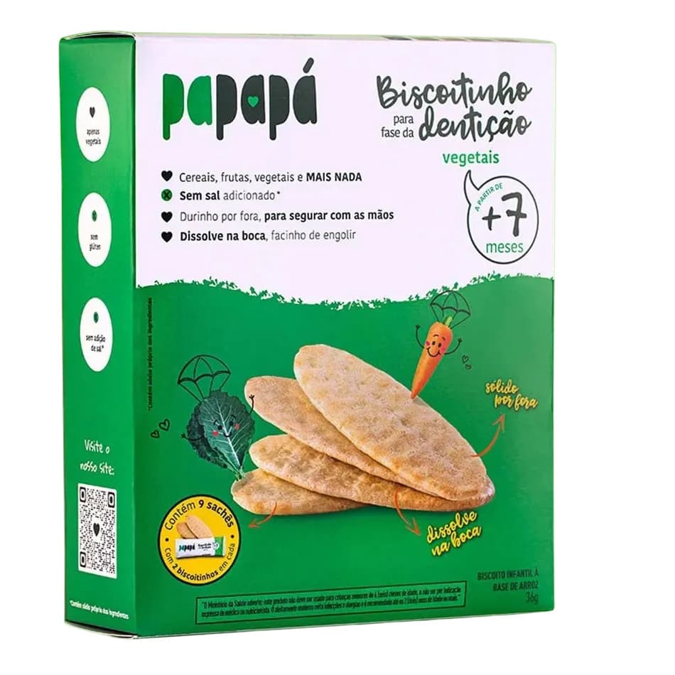 Biscoito Papapá De Vegetais Sem Glúten Sem Sal 36g