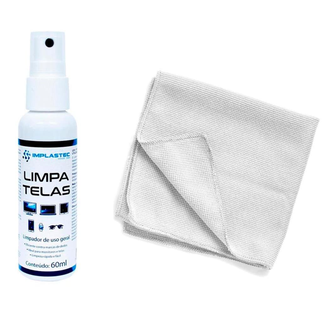 Kit Limpa Telas Clean 60Ml Com Pano Microfibra Cor:Branco