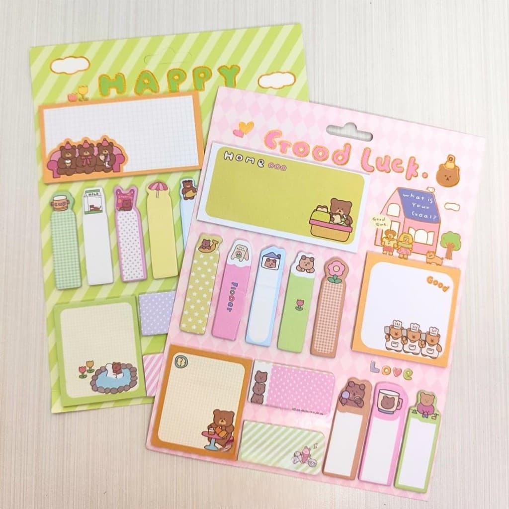 Bloco de Notas Adesivas Ursinho – Mini Lembretes Fofos | Papelaria Kawaii