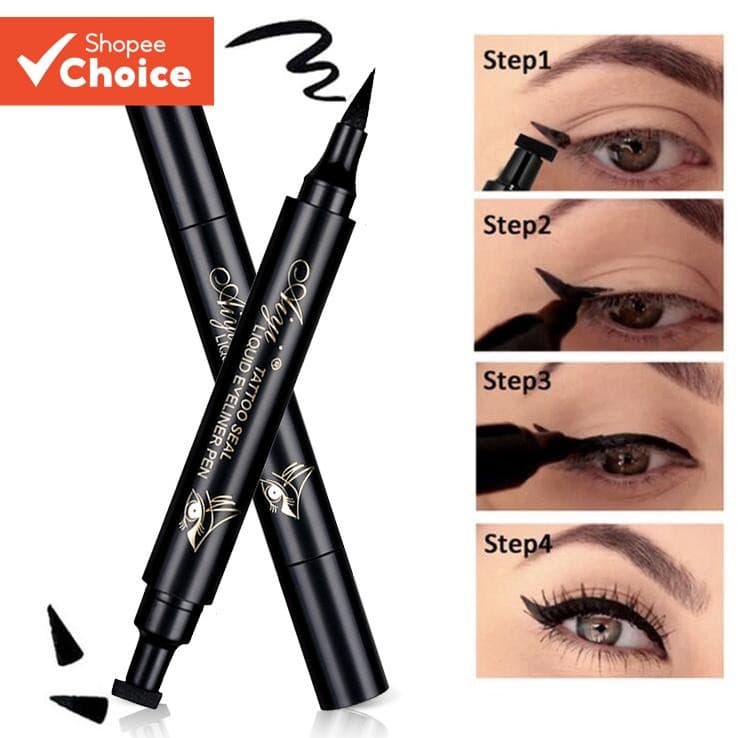 Carimbo E Selo De Delineador Alado 2 Em 1-À Prova D'água , Ponta Dupla Para Olhos De Gato Maquiagem De Manchas