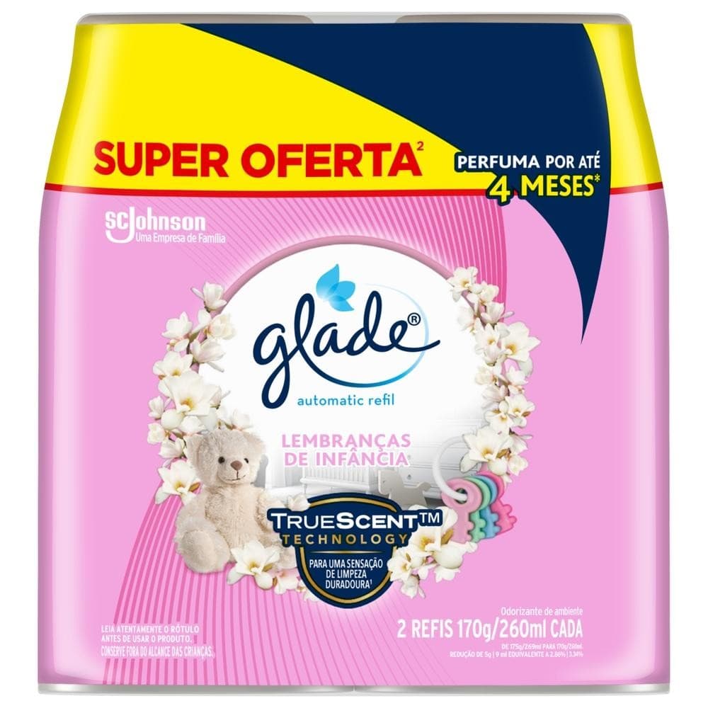 Pack Odorizador de Ambiente Automatic Refil Glade Lembranças de Infância com 2un de 260ml