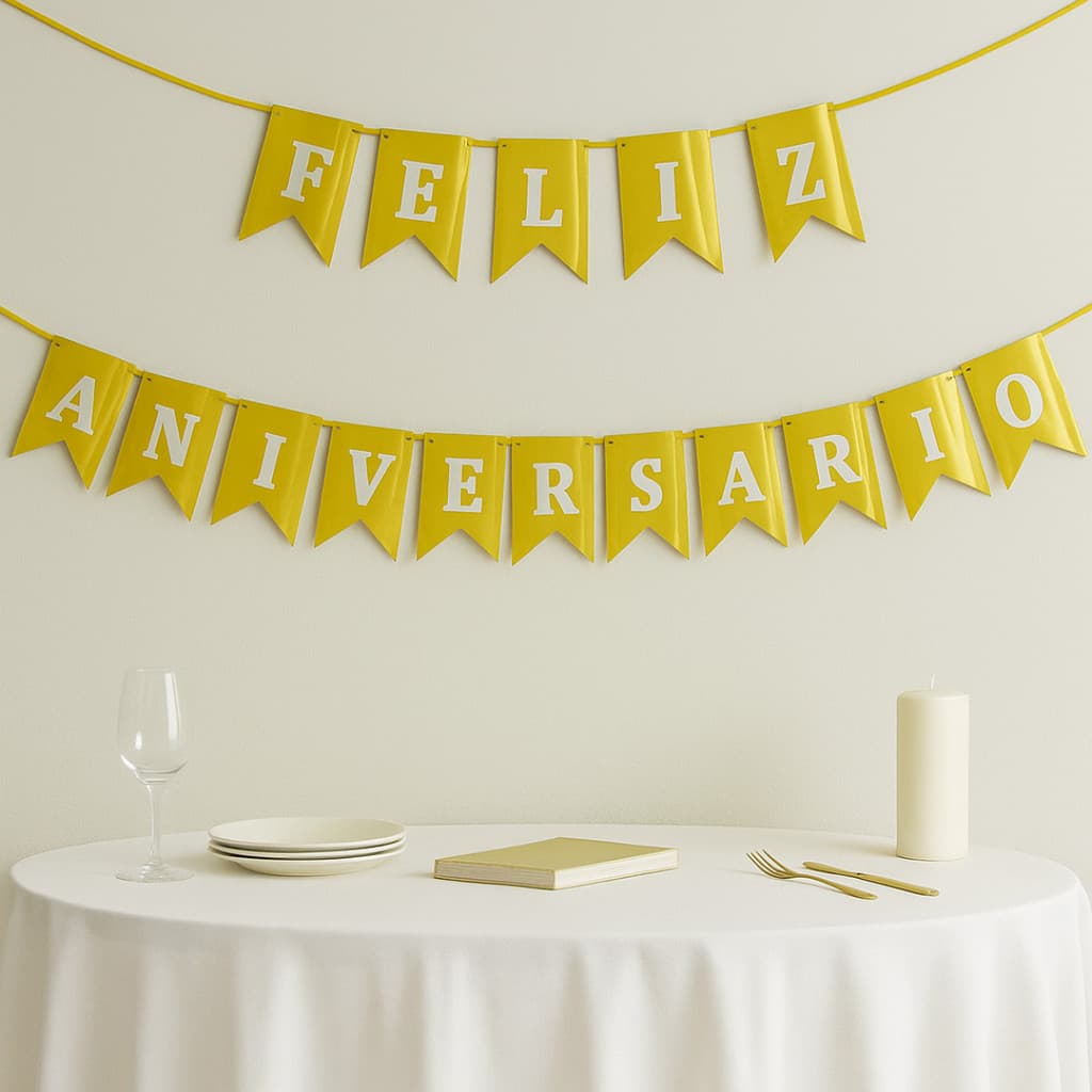 Faixa Decorativa Grande - Feliz Aniversario Metalizado 12x17CM