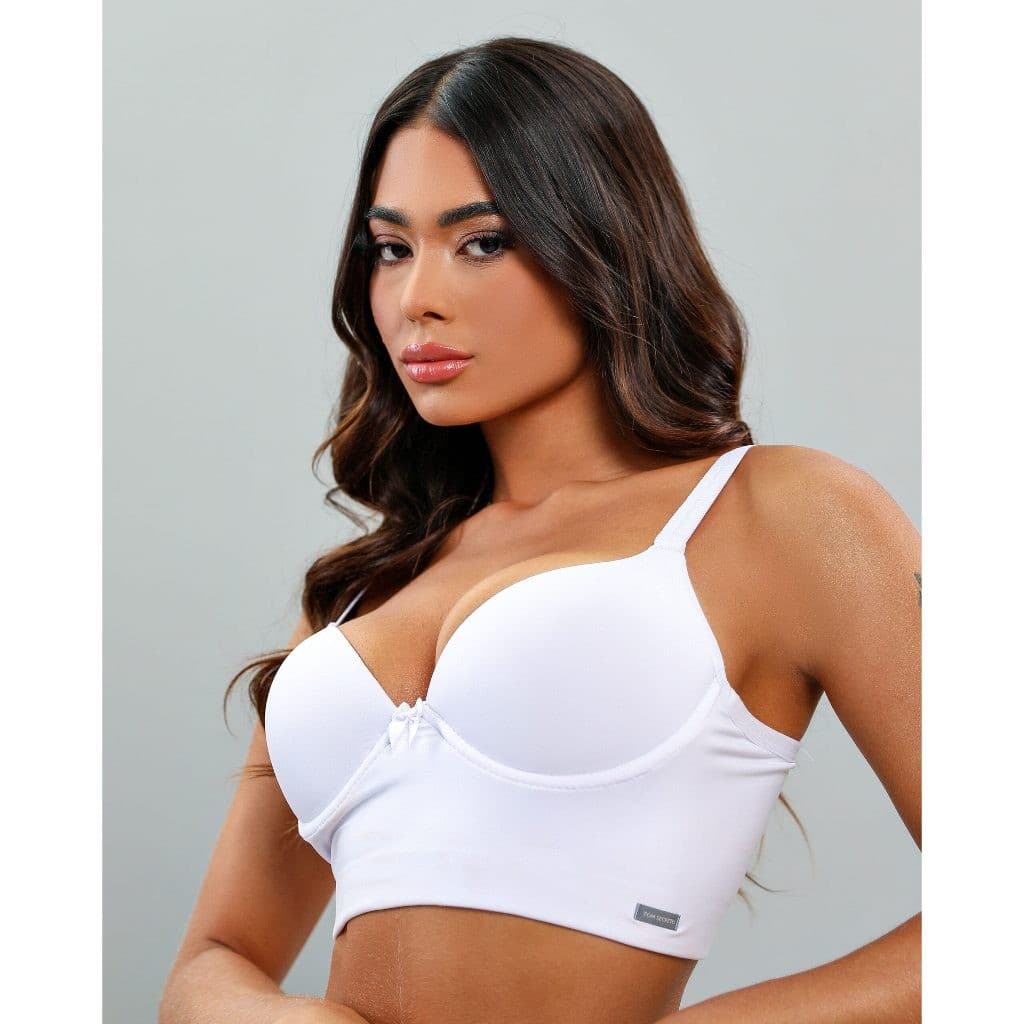 Sutiã Com Bojo Reforçado Liso Tres Fechos Poliamida