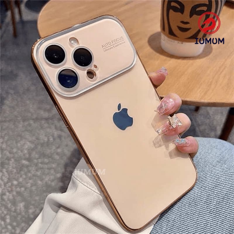 Novo Caso Fosco Banhado A Ouro iPhone 16 15 14 13 12 11 Pro Max Luxo Capa Traseira Resistente Ao Choque Lente Vidro