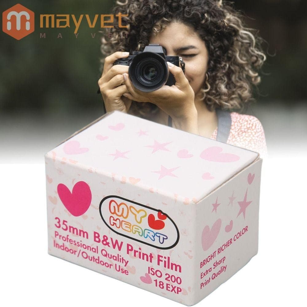 Filme De Impressão MAYVET 35 Mm , Preto E Branco Com Coração Amoroso À Prova D'água De ISO 200 HD Para 135 Câmeras