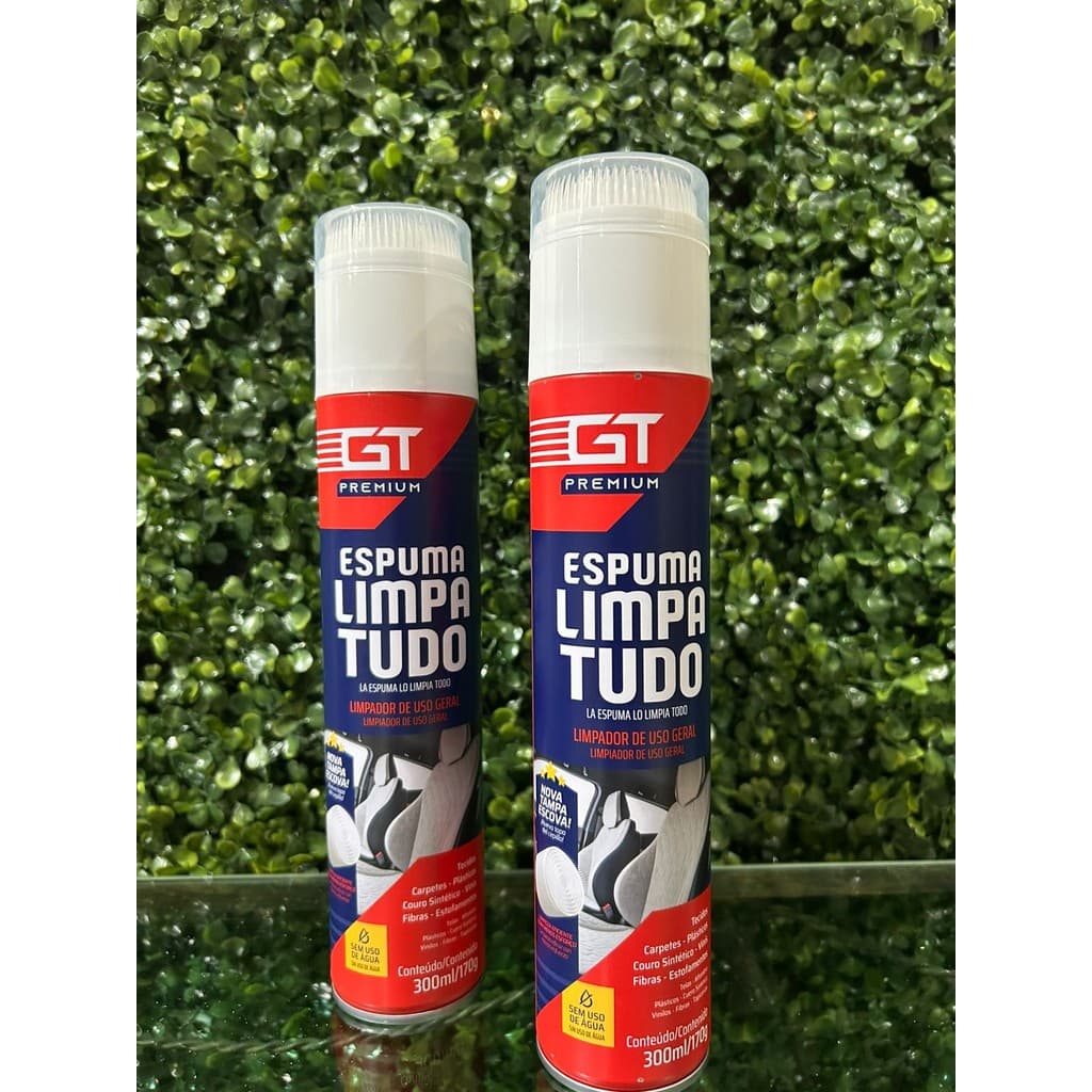 KIT COM 2 Espuma Limpa Tudo GT Premium 300ml com Tampa Escova TENIS/TIRA MANCHA