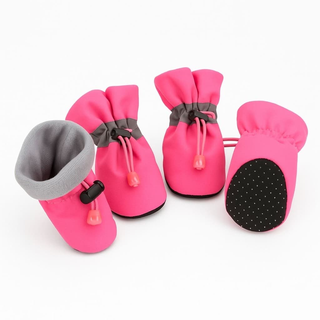 Bota de Cachorro Gato Pet Botinha Protetor de Pata Tecido Antiderrapante Ajustável Elástico Rosa