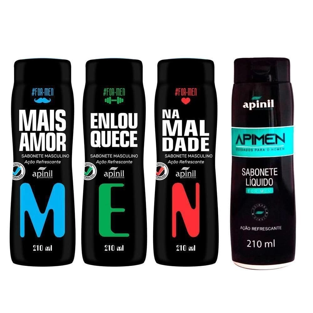 Kit Com 4x Sabonetes Intimo Masculino Refrescante 200ml - Apinil