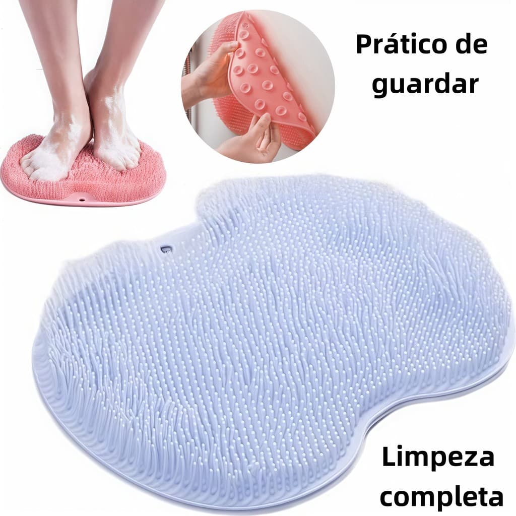 Escova de pé silicone banho, esfoliante e massageadora, ventosas antideslizantes, uso sem as mãos