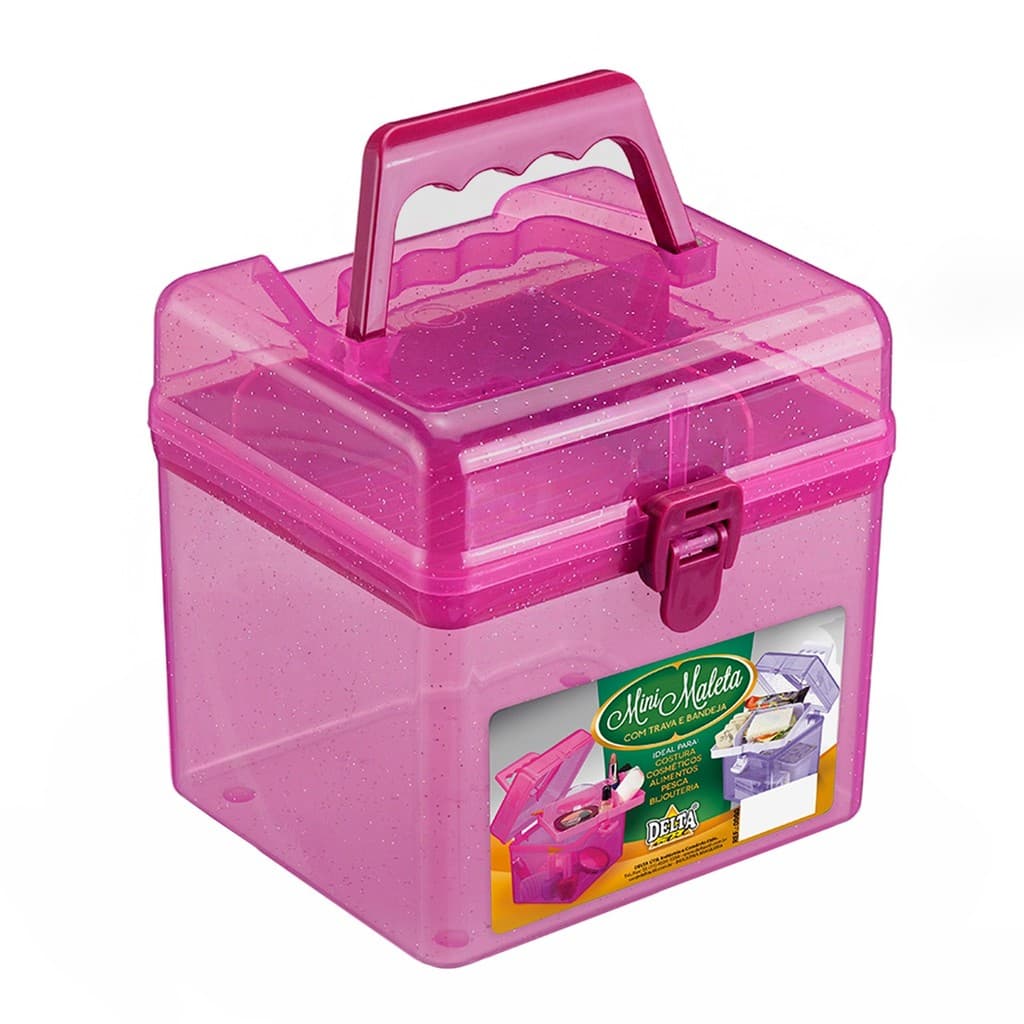 Maleta Plástica Transparente Monte Líbano Com Trava E Alça Para Guardar Acessórios E Maquiagem

