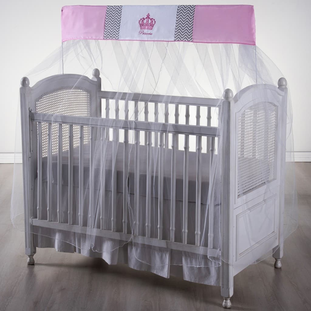 Mosquiteiro de Tule com Bando Decorado para Berço de Bebê