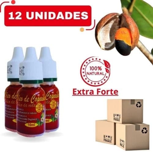 kit com 12 unidades óleo de copaíba desintoxicador natural 10 ml