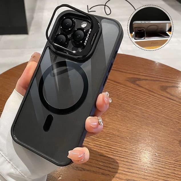 Capa Magnética Translúcida De Luxo Para Iphone  11 14 13 12 14 15 Pro Max Com Cobertura Protetora De Lente Metálica Ca