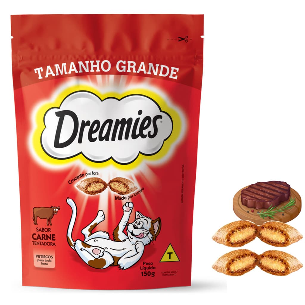 Petisco Snack Dreamies Carne Tentadora Para Gatos Adultos 150g