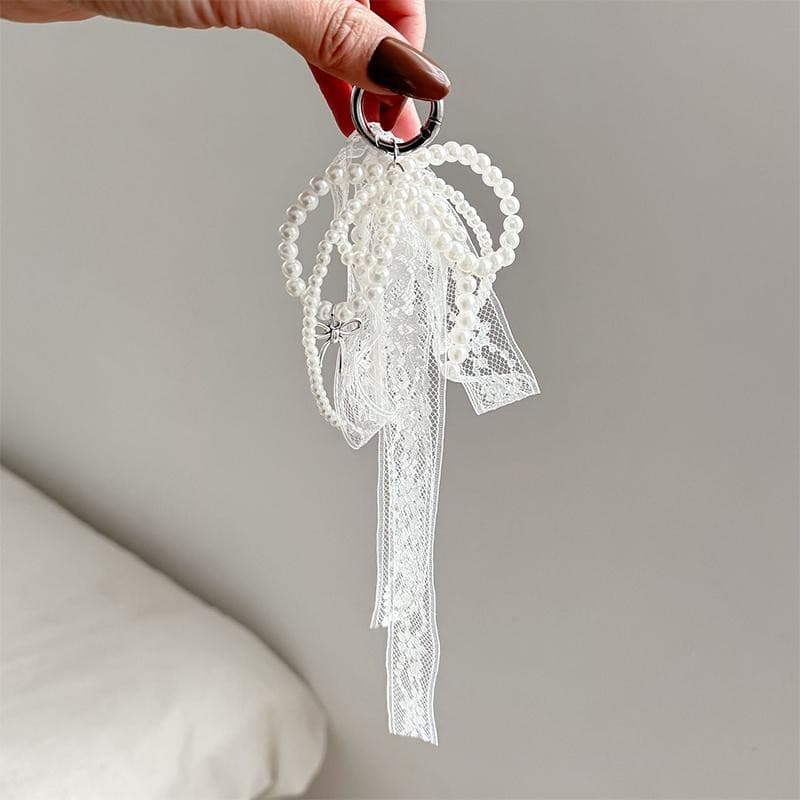 [largeloohg] Chaveiro Com Laço De Pérola E , Pingente De Joias Para Meninas , Mulheres , Bolsa De Presente , Decoração