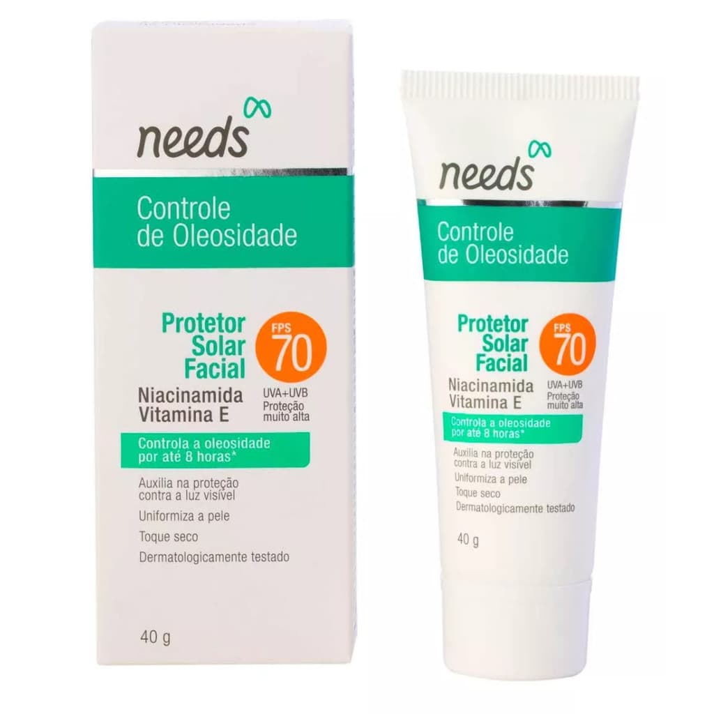 Protetor Solar Facial Needs Controle de Oleosidade FPS 70 SEM COR - 40g