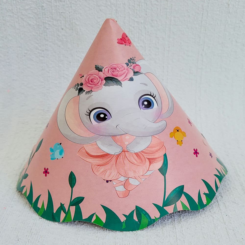 CHAPEU DE ANIVERSÁRIO ELEFANTINHA C/8