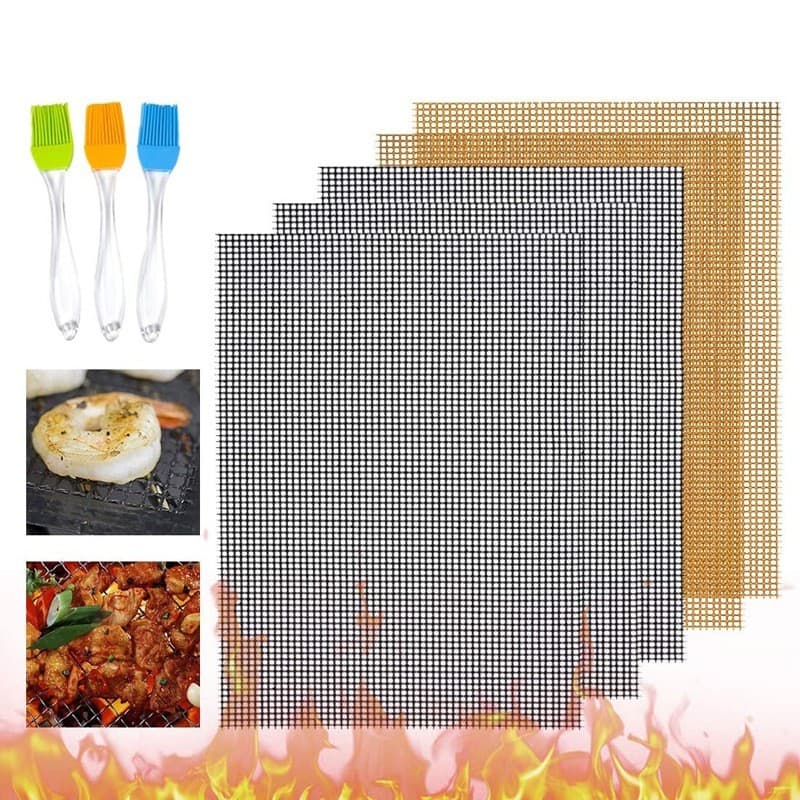 Kit 1/5 Pçs Tela Grill Manta Vazada Ayr fryer Antiaderente 33x40cm Grelha Teflon Pizzas Churrasqueiras