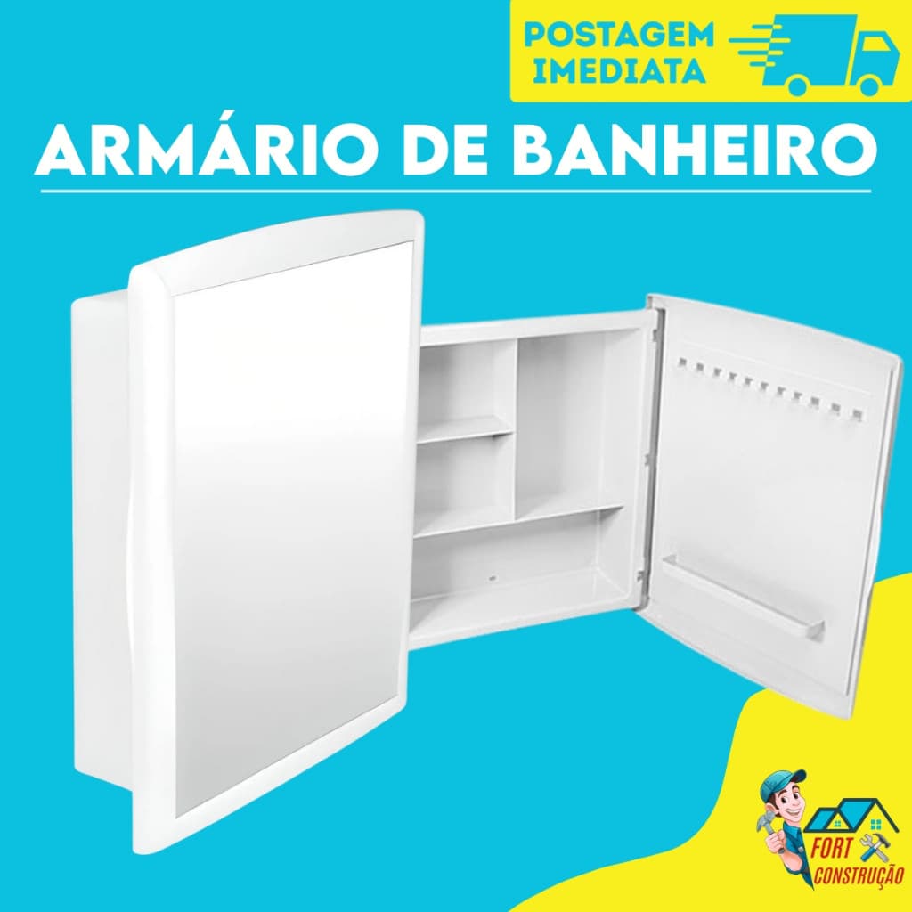 Armário de Banheiro com Espelho Grande Luxo Dual Espaçoso armarinho banheiro o maior da categoria