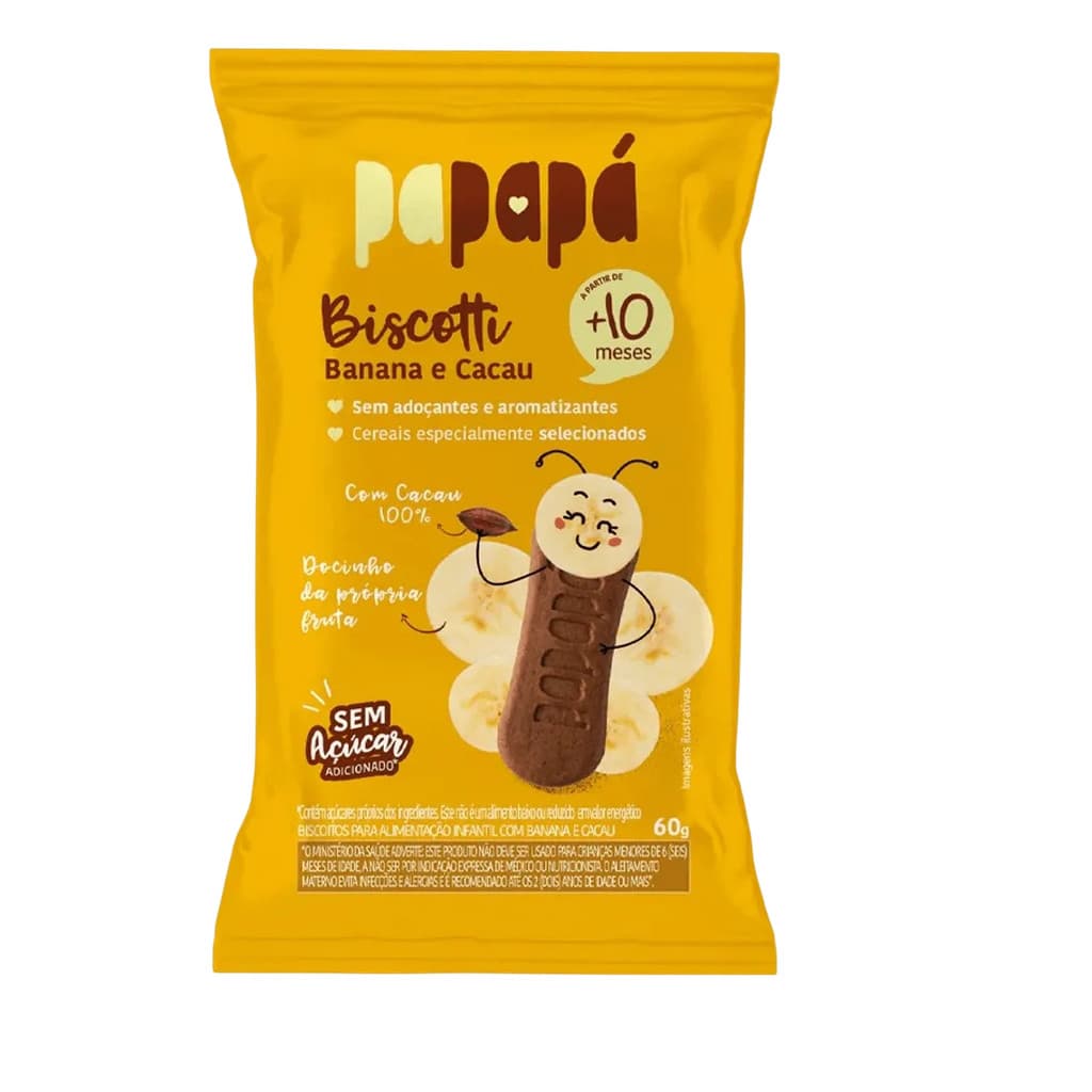 Biscoito Infantil Biscotti Banana E Cacau Papapá - 60g