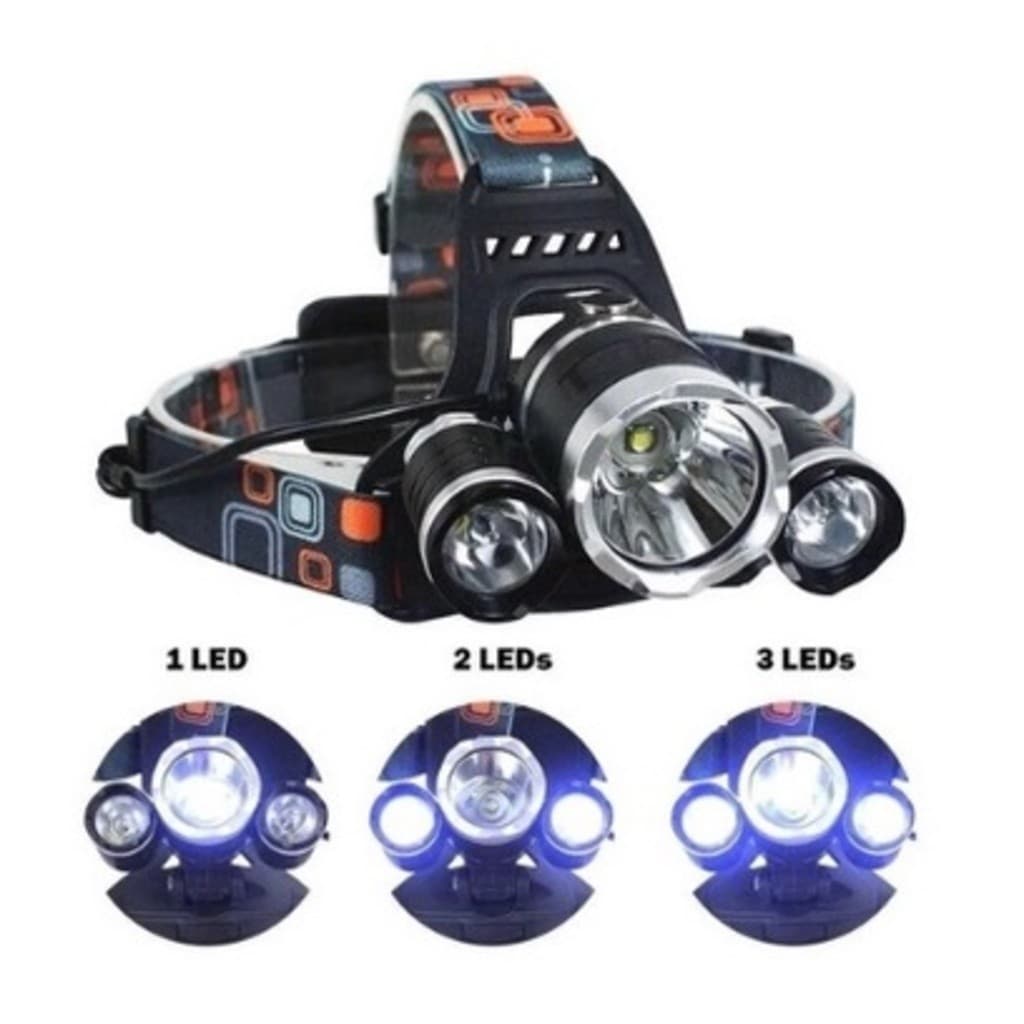 Lanterna de Cabeça Profissional Led Cree T6 3 Funções.