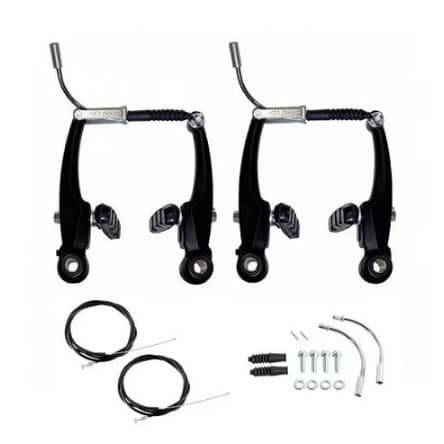 Freio V-brake de Nylon Preto para Bike Bicicleta Completo C/ Cabos e conduite resistente promoção