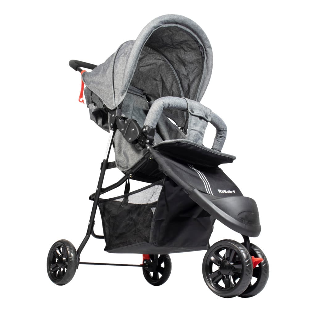 Carrinho De Bebê EasyGo Com Cesto 3 Rodas Até 15kg KaBaby - Cinza