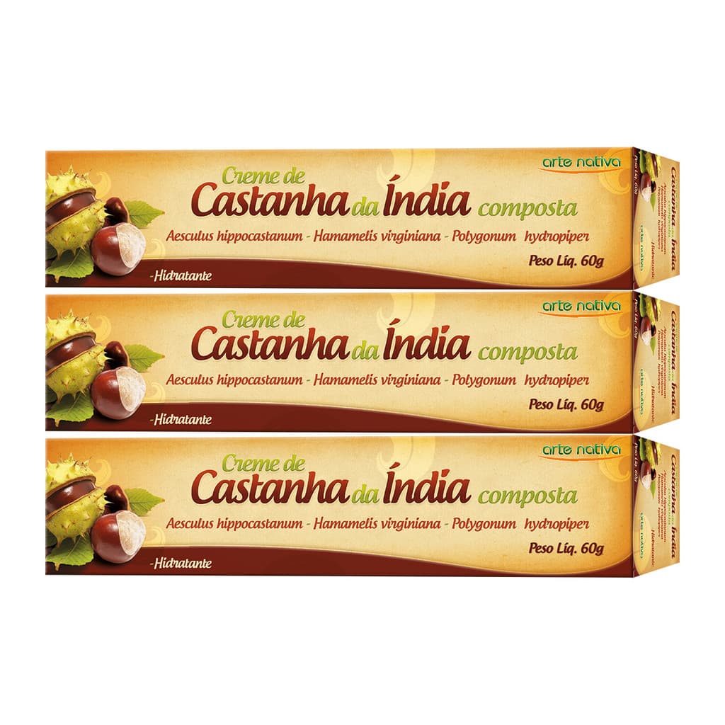 Kit 3 und Creme Castanha Da India  Arte Nativa 60G