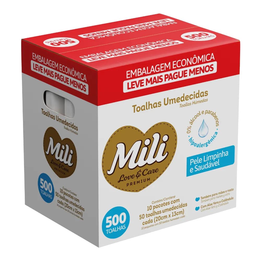 Toalhas Umedecidas Mili Love Care 480 unidades