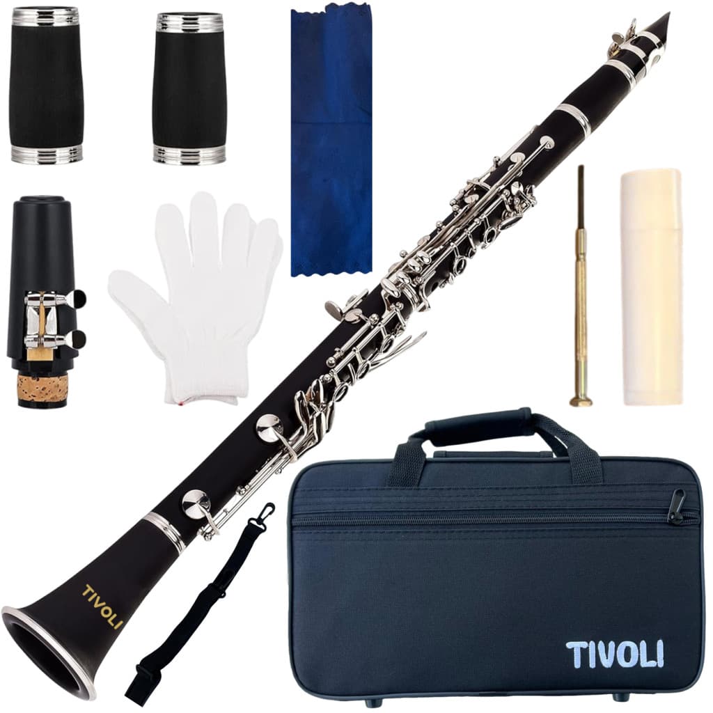 Clarinete Tivoli Bb Si Bemol 17 Chaves Kit Completo com Estojo Luxo Tivoli Case Acessórios