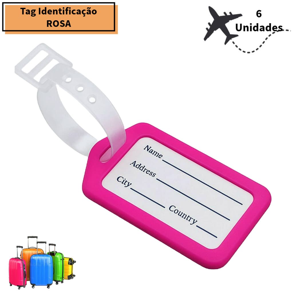 6 Etiquetas Tag de Identificação Mala Bagagem Viagem - Travel Luggage Tag