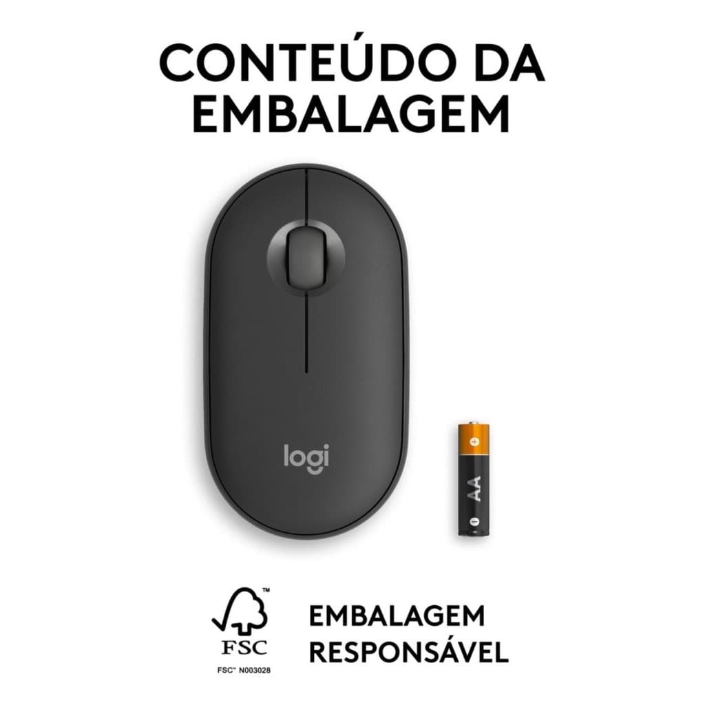 Mouse Sem Fio Bluetooth Logitech Pebble Mouse 2 M350S Preto Lacrado de fabrica
