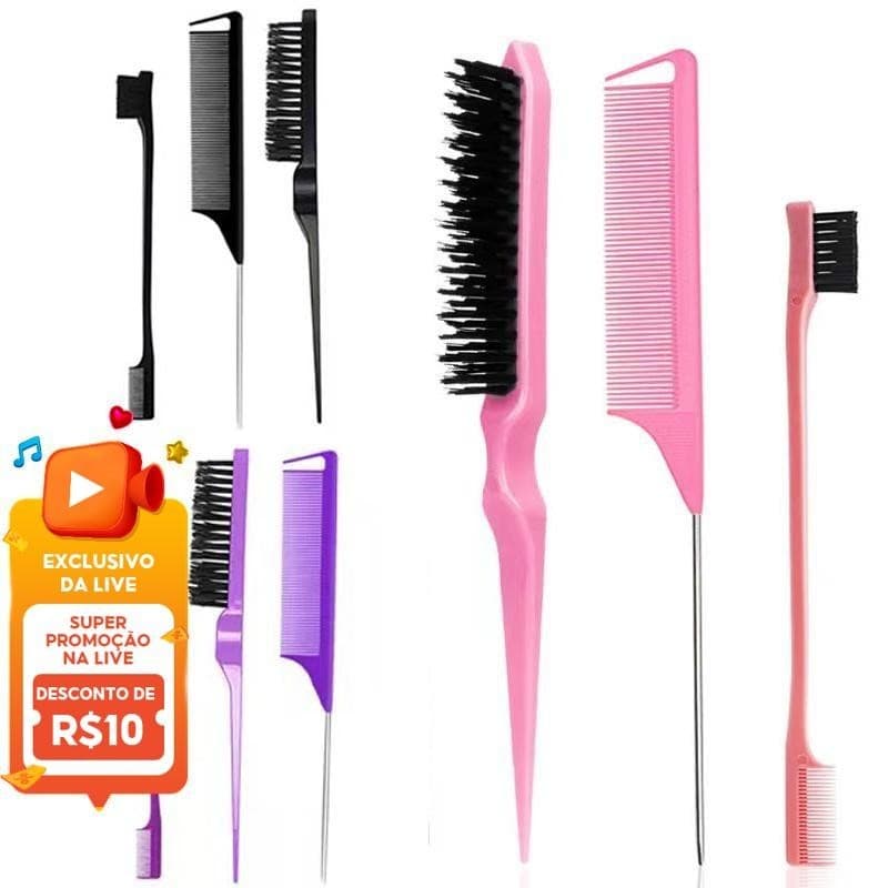Conjunto De Escova Cabelo 3 Peças Pente De Cauda Mouse Adição Perfeita À Rotina De Cuidados Kit Com 3 Pentes Baby Hair