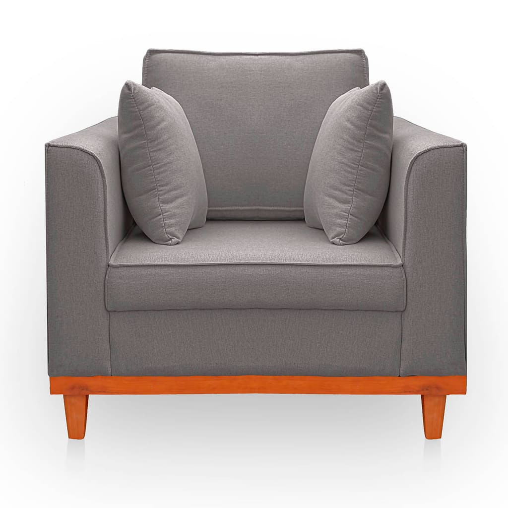 Poltrona  para Sala  Beny Reforçada Linho Cinza Escuro