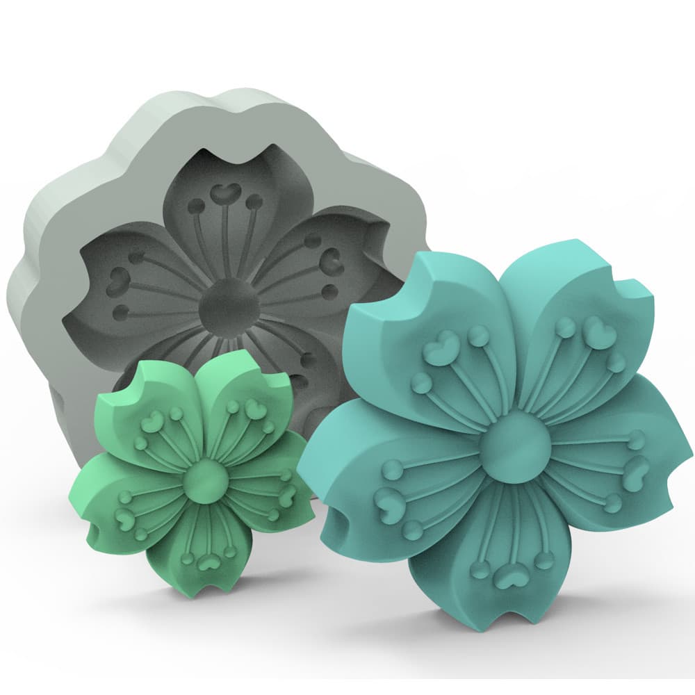 Forma de Silicone Flor Sakura para Sabonete Vela Resina Gesso Biscuit Lembrancinha Cerejeira