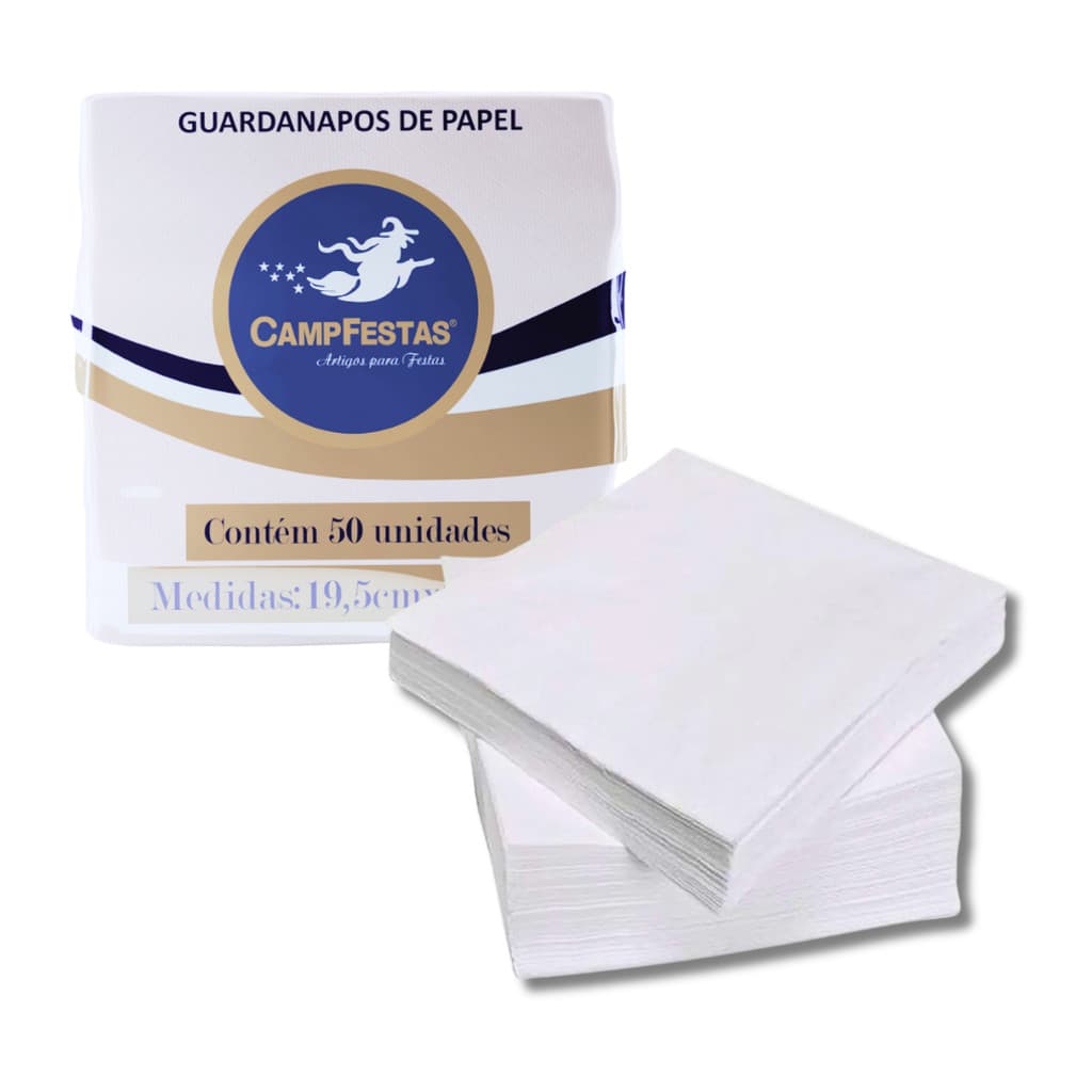 Guardanapo Crepado 19,5x22,5cm c/ 50un CampFestas - Cor Branco